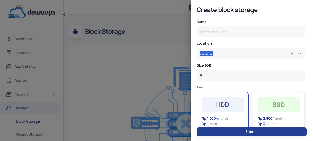 Block Storage Form