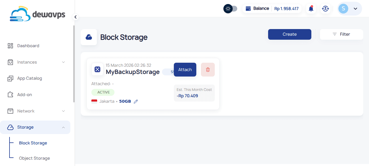 Block Storage with Actions