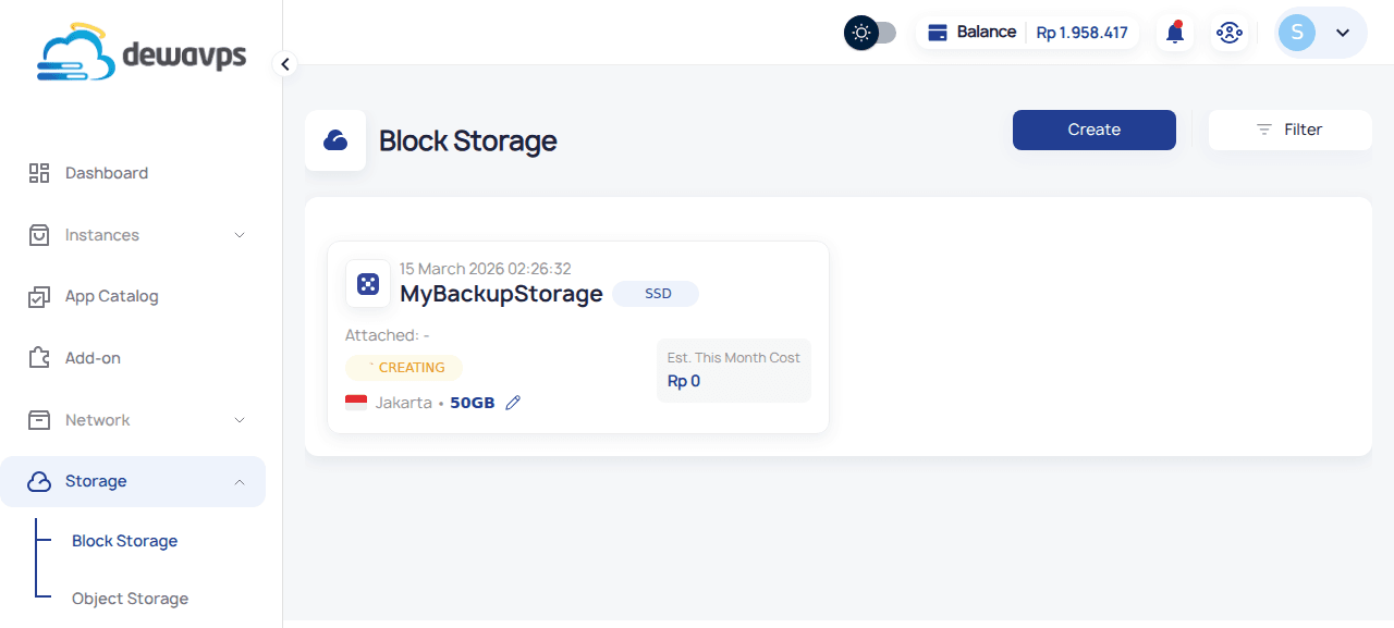 Block Storage Item