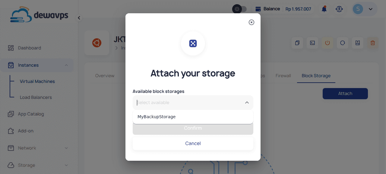Available Volumes Dropdown